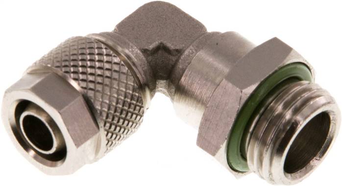 Winkel-Drehverschraubung G 1/4"-8x6mm, Messing vernickelt, Dichtung FKM