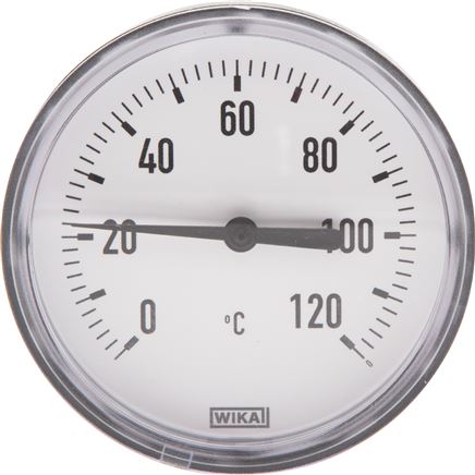 Bimetallthermometer, waagerecht D63/0 bis +120°C/40mm, Kunststoffgehäuse