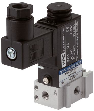 3/2-Wege Magnetventil, M 5, Federrückstellung (NC), 115 V AC, Pilot: Polyamid