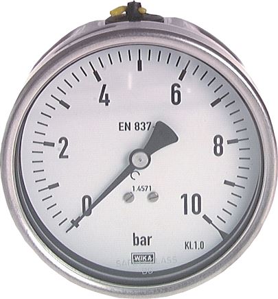 Chemie-Manometer waagerecht, 100mm, 0 - 6 bar