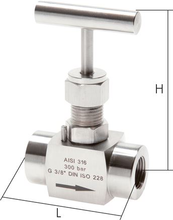 Nadel-Absperrventil, Edelstahl, G 1/4", PN 300 (ECO)