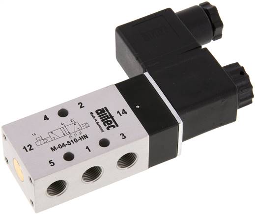 5/2-Wege Magnetventil, G 1/8", Luftfeder, 24 V AC, NW 4