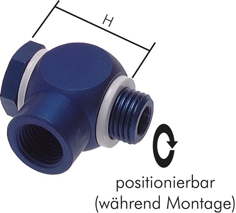Winkel-Verschraubung G 1/8" AG/IG, Aluminium, Hohlschraube