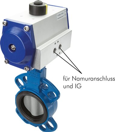 Pneum. Klappe 4"-150 lbs (ANSI B 16.5) GGG40/Edelstahl/EPDM,  Feder-schließend