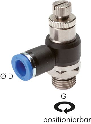 Winkel-Drosselrückschlagventil G 1/2"-8mm,abluftregelnd (Standard)
