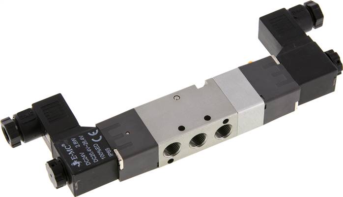 5/3-Wege Magnetventil, G 1/8", Mittelstellung geschlossen, 24 V=, Ecoline