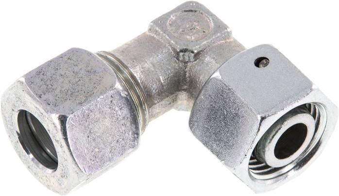Einstellb. Winkel-Schneidringverschr. 12 L (M18x1,5), Stahl verzinkt, mit Dichtkegel und O-Ring