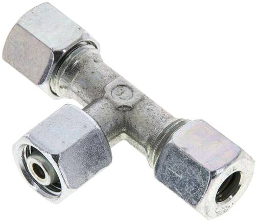 Einstellb. T-Schneidringverschraubung 8 L (M14x1,5), Stahl verzinkt, mit Dichtkegel und O-Ring