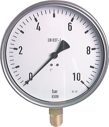 Manometer senkrecht (CrNi/Ms), 160mm, 0 - 100 bar