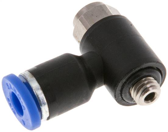 Winkel-Drosselrückschlagventil M 5-4mm,abluftregelnd (Standard), gesichert verstellbar