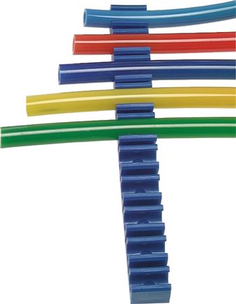 Schlauchklemmleiste, blau 10-fach für 4 - 5mm Schlauch