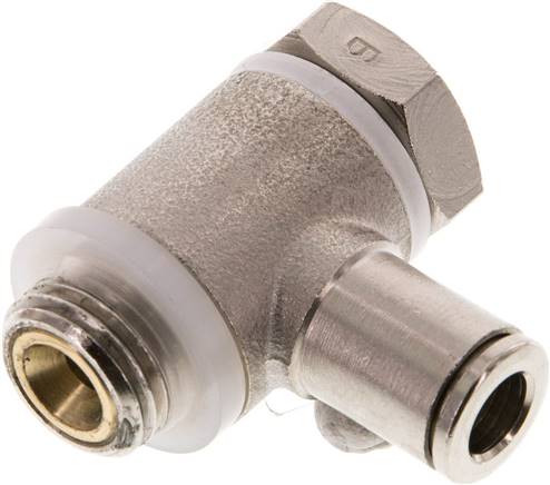 Winkel-Drosselrückschlagventil G 1/4"-6mm,abluftregelnd (Standard), Messing, Eco