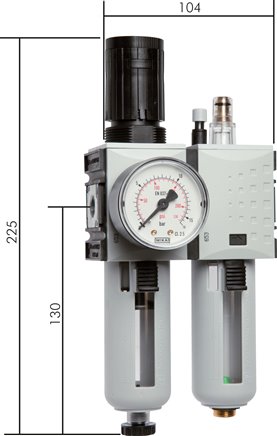 FUTURA Wartungseinheit, 2-tlg., G 1/4", 0,5 - 8 bar, Baur.1, Kondensatablass automatisch (drucklos geschlossen)