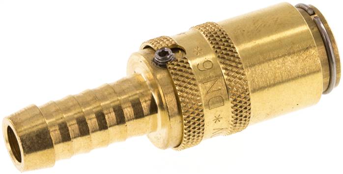 Temperier-Schnellkupplung (gerade) 9mm Zapfen, 9 (3/8")mm Schlauch, für Stecker beidseitig absperrend mit Entriegelungssicherung