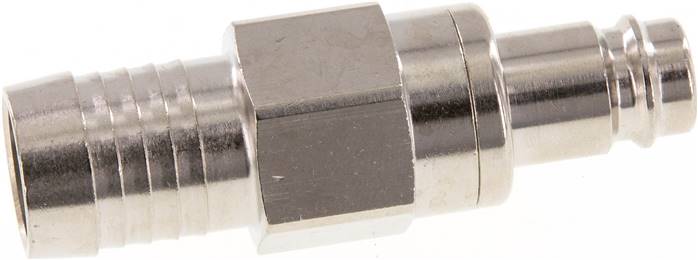 Kupplungsstecker (NW10) 19 (3/4")mm Schlauch, Messing vernickelt, beidseitig absperrend