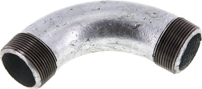 90°-Bogen R 1-1/2" (AG), Temperguss verzinkt