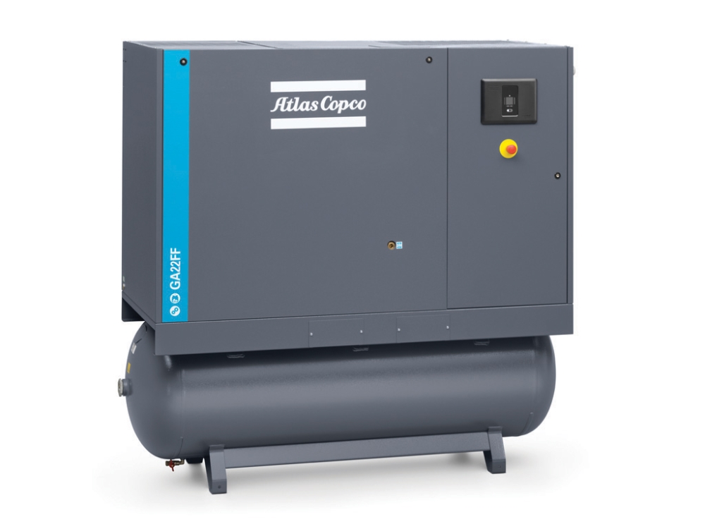 Atlas Copco Schraubenkompressor GA 22 - 10,0 bar FF inkl. Kältetrockner und Behälter 500 L