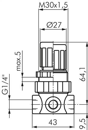 Druckbegrenzungsventil, G 1/4", 0,15 - 7 bar, Mini