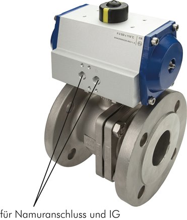 Pneum. ES-Flanschkugelhahn, DN25-PN40 (DIN/EN), Feder-schließend
