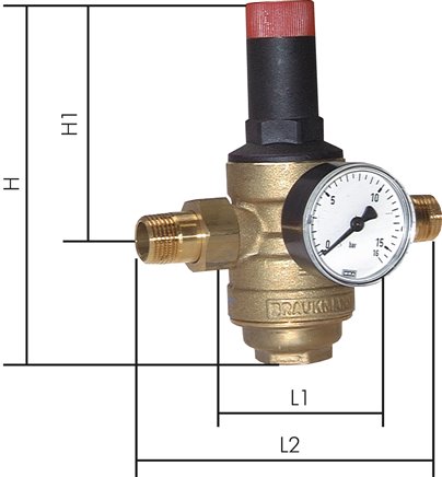 Druckminderer für Trinkwasser R 1", 1,5 - 12 bar, DVGW