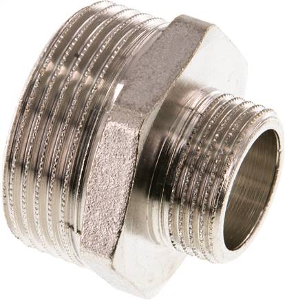 Doppelnippel G 1-1/4"-G 3/4", Messing vernickelt
