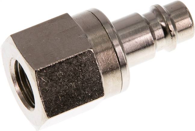 Kupplungsstecker (NW7,2) G 1/4"(IG), Messing vernickelt, beidseitig absperrend