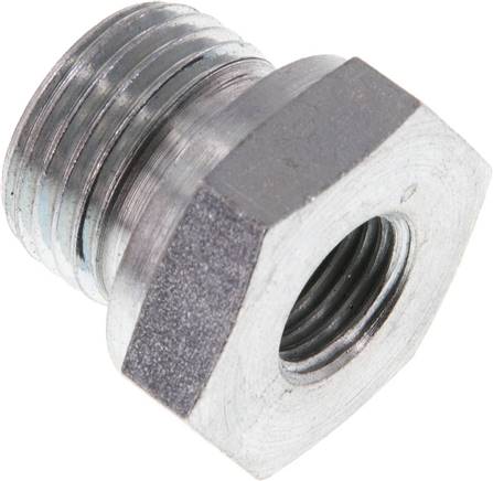 Hydraulik-Reduzierung G 1/2"(AG)-G 1/4"(IG), Stahl verzinkt, Elastomerdichtung