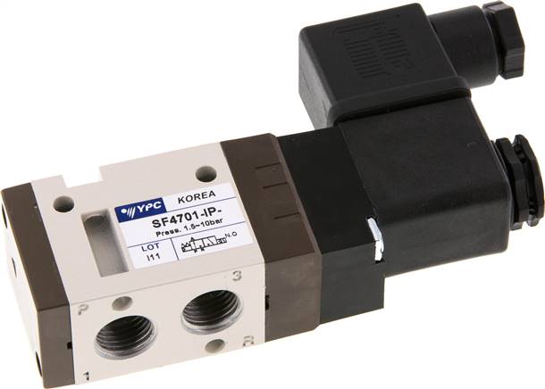 3/2-Wege Magnetventil, G 1/4", Federrückstellung (NO), 12 V=, Pilot aus Polyamid