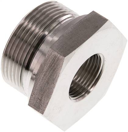 Hydraulik-Reduzierung G 1-1/2"(AG)-G 3/4"(IG), 1.4571, Elastomerdichtung