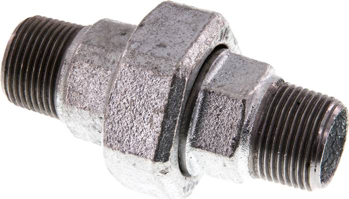 Doppelnippel trennbar R 3/4" flach dichtend,Temperguss verzinkt