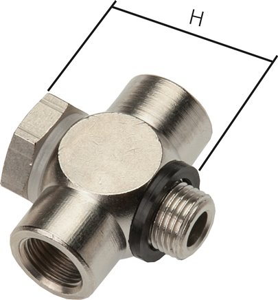 T-Verschraubung G 1/8" AG/IG, Messing vernickelt, m. Hohlschraube