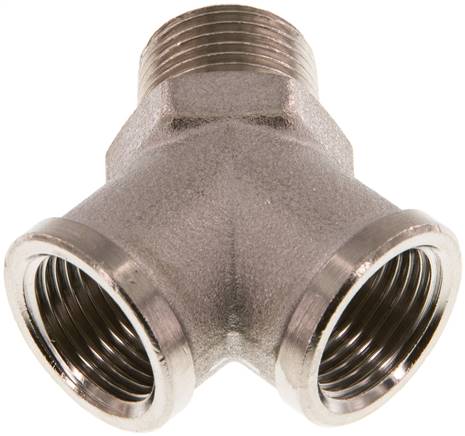 Y-Einschraubstück R 3/8" (AG)- 2 x G 3/8" (IG), Messing vernickelt