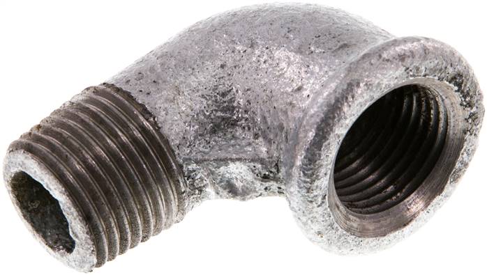 90°-Einschraubwinkel Rp 1/2"(IG)-R 1/2"(AG), Temperguss verzinkt