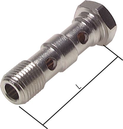 Hohlschraube, 2-fach G 3/8"-42,0mm, Messing vernickelt