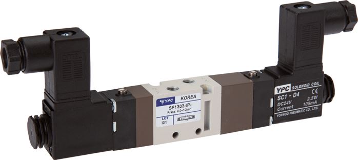 5/3-Wege Magnetventil, M 5, Mittelstellung belüftet, 12 V=
