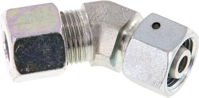 Einstellb. 45°-Schneidringverschraubung 10 S (M18x1,5), Stahl verzinkt, mit Dichtkegel und O-Ring