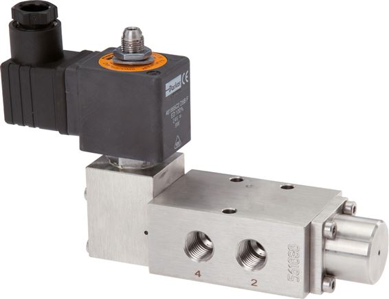 5/2-Wege Magnetventil, G 1/4" , Federrückstellung, 230 V AC