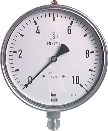Sicherheits-Manometer senkrecht, 160mm, 0 - 60 bar