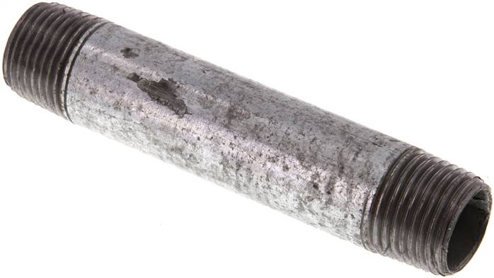 Rohrdoppelnippel R 1/2"-100mm, Stahlrohr ST 37 verzinkt