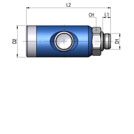 FAIRAIR Sicherheitskupplung SSK-7,4-1/2A, G 1/2 Außengewinde drehbar NW 7,4, eloxiert, FA60013
