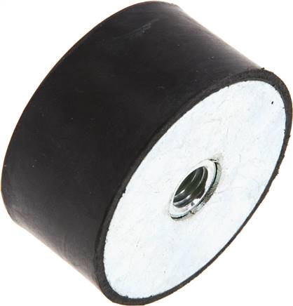 Gummi-Metall-Puffer einseitig mit Innengewinde M 8 (7 tief), D= 40 - H= 20 mm
