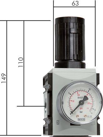 FUTURA Sicherheits-Druckregler, G 1/2", 0,5 - 8 bar, Baureihe 2, mit  abschließbaren Kugelhahn und Befüllventil