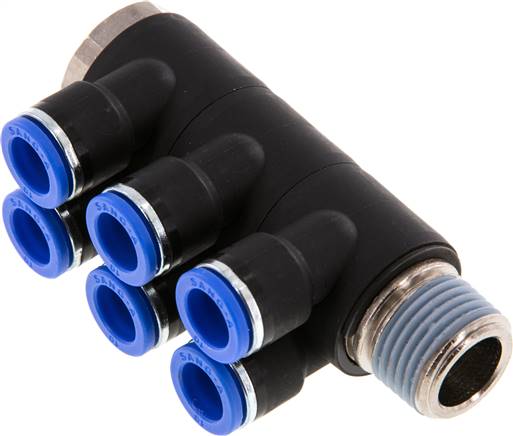 Steck-Mehrfachverteiler, 6-fach R 1/2"-10mm, IQS-Standard