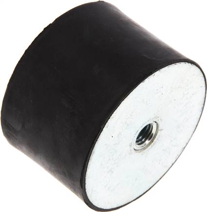 Gummi-Metall-Puffer beidseitig mit Innengewinde M 12 (10 tief), D= 75 - H= 50 mm