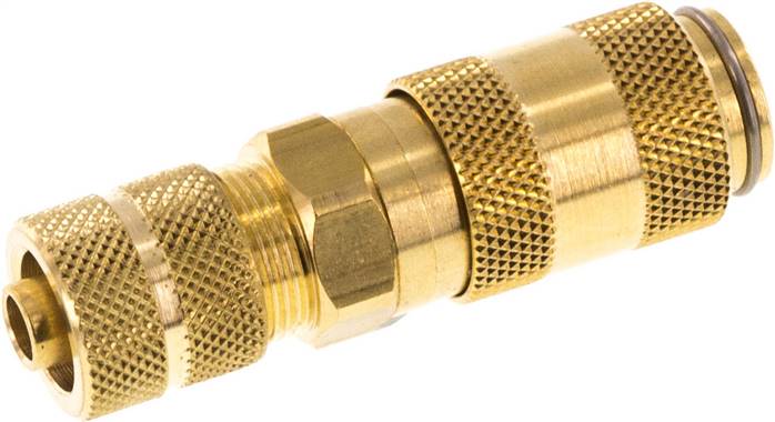 Schnellkupplung (NW2,7) 6x4mm Schlauch, Messing, für Stecker beidseitig absperrend