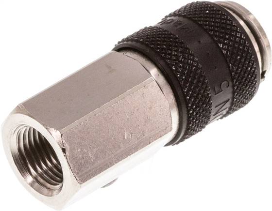Schnellkupplung (NW5) G 1/8"(IG), Messing vernickelt, schwarz