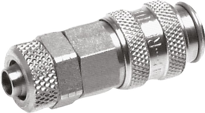 Schnellkupplung (NW2,7) 6x4mm Schlauch, 1.4404, für Stecker beidseitig absperrend