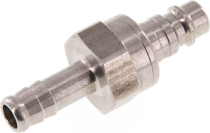 Kupplungsstecker (NW7,2) 10mm Schlauch, Edelstahl, beidseitig absperrend