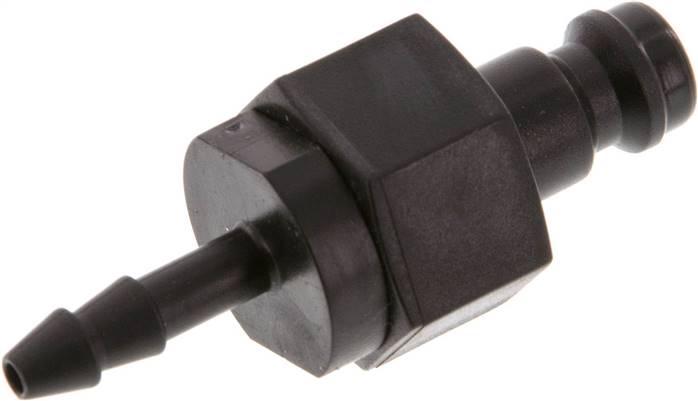 Kupplungsstecker (NW5) 4mm Schlauch, POM, beidseitig absperrend