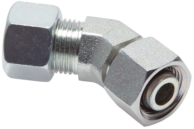 Einstellb. 45°-Schneidringverschraubung 10 S (M18x1,5), Stahl verzinkt, mit Dichtkegel und O-Ring